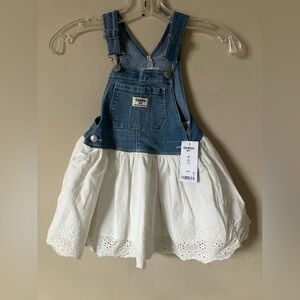 OshKosh B'gosh Light Blue Denim Overall Dress with Eyelet Skirt (NWT)